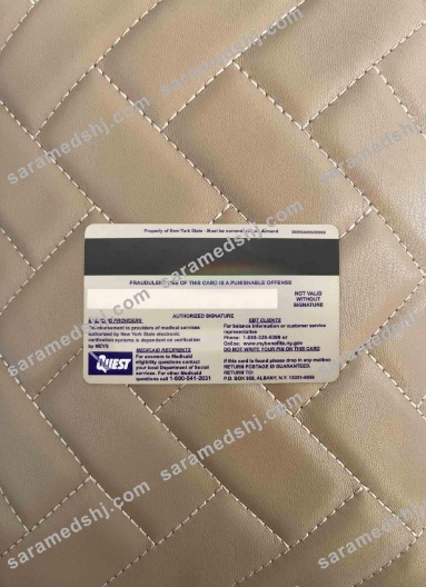 USA New York Medical card photolook BACK